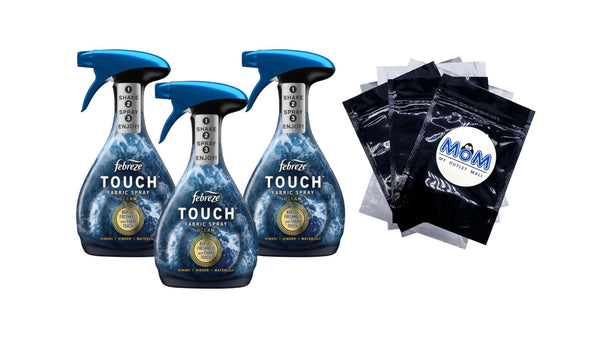 Fabric Spray Air Freshener, Odor-Fighting Fabric Refresher, Unstopables Ocean - 3 packs - 16.9 fl oz per pack - plus 3 My Outlet Mall Resealable Storage Pouches