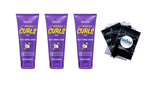 Miracle Curls Frizz Taming Curl Cream, for Curly Hair - 3 packs - 6.8Fl oz per pack - plus 3 My Outlet Mall Resealable Storage Pouches