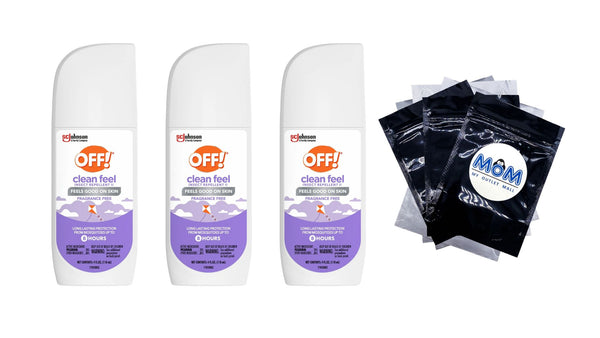 Clean Feel Picaridin Mosquito Repellent Spritz, Fragrance Free Bug Spray - 3 packs - 4 oz per pack - plus 3 My Outlet Mall Resealable Storage Pouches