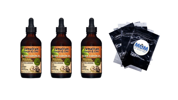 Pure Castor Hair Oil - 3 packs - 4Fl oz per pack - plus 3 My Outlet Mall Resealable Storage Pouches