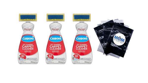 Oxy-Powered Carpet Cleaner with Brush -  3 packs - 27.5 oz per pack - plus 3 My Outlet Mall Resealable Storage Pouches