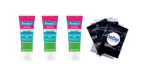 Extra Strength Anti-Itch Topical Analgesic Gel - 3 packs - 3.5 fl oz per pack - plus 3 My Outlet Mall Resealable Storage Pouches