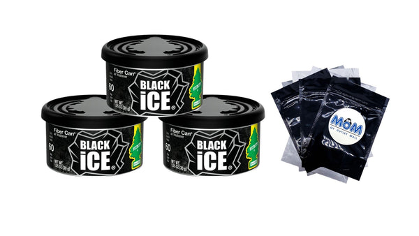 Air Freshener Fiber Can Black Ice - 3 packs - 1.05 oz per pack - plus 3 My Outlet Mall Resealable Storage Pouches