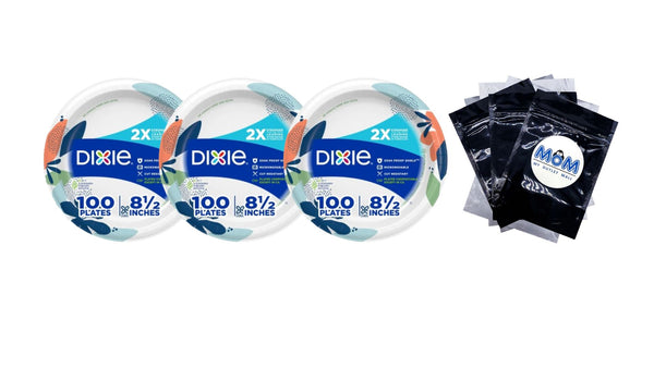 Everyday Disposable Paper Plates, 8.5", Multi-Color - 3 packs - 100 Count per pack - plus 3 My Outlet Mall Resealable Storage Pouches