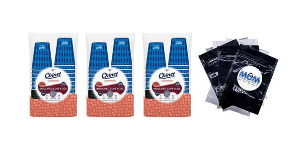 Comfort Premium Disposable Paper Hot Cups with Lids, 16 oz - 3 packs - 20 Count per pack - plus 3 My Outlet Mall Resealable Storage Pouches