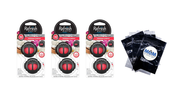Mini Diffuser Air Freshener, Hawaiian Sunrise Scent, 2 count - 3 packs - plus 3 My Outlet Mall Resealable Storage Pouches