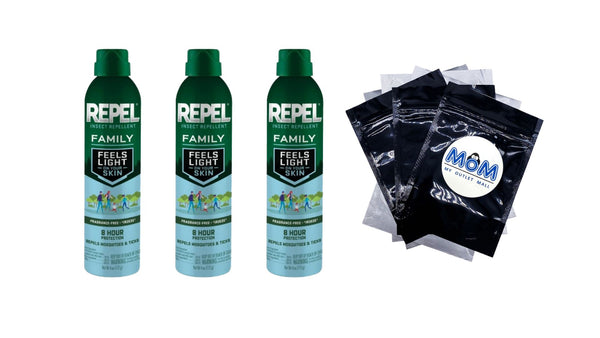 Insect Repellent Family, Deet Alternative Lightweight Aerosol Spray - 3 packs - 4 oz per pack - plus 3 My Outlet Mall Resealable Storage Pouches