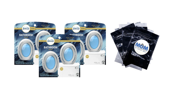Bathroom Air Freshener, Small Spaces Odor-Fighting, Ocean, 2 Count - 3 packs - plus 3 My Outlet Mall Resealable Storage Pouches