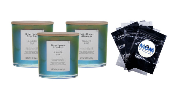 Summer Pine Scented 2-Wick Iridescent Jar Candle - 3 packs - 12 oz per pack - plus 3 My Outlet Mall Resealable Storage Pouches