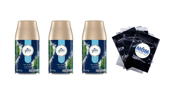 Automatic Spray Air Freshener Refills, Sea Mist & Cypress, Fresh Collection - 3 packs - 6.2 oz per pack - plus 3 My Outlet Mall Resealable Storage Pouches