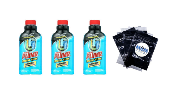 Industrial Strength Drain Clog Remover Gel, Urgent Clear - 3 packs - 17 fl oz per pack - plus 3 My Outlet Mall Resealable Storage Pouches