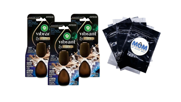 Essential Mist Vibrant Refill, Deep Blue Sea and Beach Wood - 3 packs - plus 3 My Outlet Mall Resealable Storage Pouches