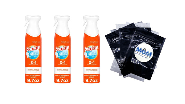 Rapid Touch-Up 3 in 1 Static Remover, Wrinkle Releaser, Fabric Refreshing Odor Eliminator, Fresh Scent - 3 packs - 9.7 oz per pack - plus 3 My Outlet Mall Resealable Storage Pouches