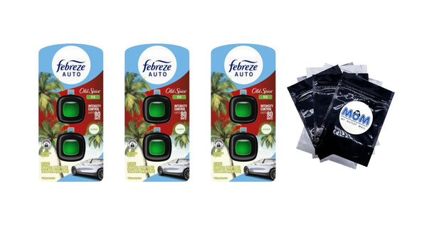 Auto Car Air Freshener, Odor-Fighting Car Vent Clip, Old Spice Fiji - 3 pack - 2 count per pack plus 3 My Outlet Mall Resealable Storage Pouches