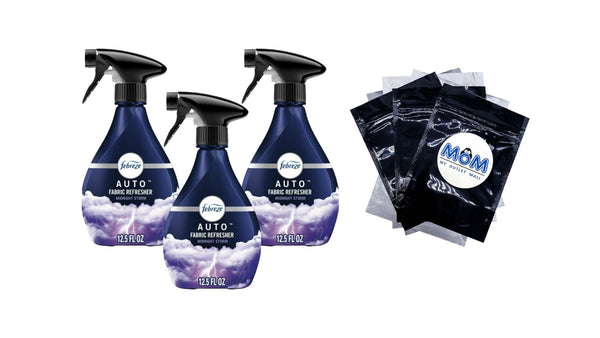 Auto Car Fabric Spray, Odor Fighting Air Freshener, Midnight Storm - 3 packs - 12.5 fl oz per pack - plus 3 My Outlet Mall Resealable Storage Pouches