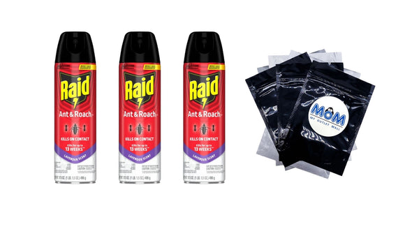 Ant & Roach Insect Count Killer, Indoor Insecticide, Residual Killing Power, Lavender Scent - 3 packs - 17.5 oz per pack - plus 3 My Outlet Mall Resealable Storage Pouches