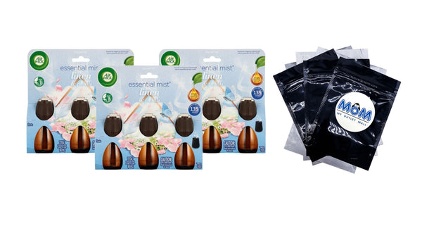 Essential Mist Refill, Linen & Petals, Air Freshener, Essential Oils 3 count - 3 packs - plus 3 My Outlet Mall Resealable Storage Pouches