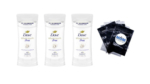 Aluminum Free Deodorant Stick Cotton Flower & Sandalwood - 3 packs - 2.6 oz per pack - plus 3 My Outlet Mall Resealable Storage Pouches