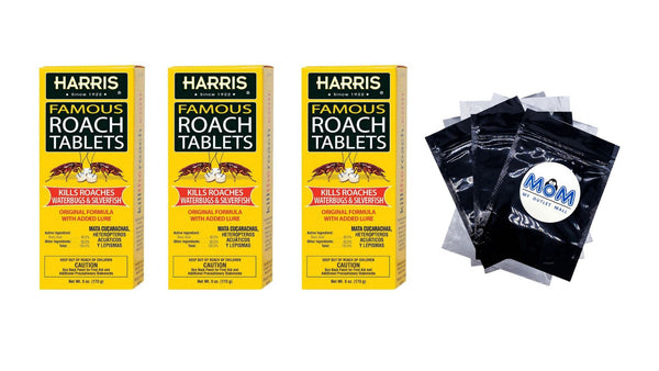 Famous Roach & Silverfish Killer Tablets - 3 packs - 6 oz per pack - plus 3 My Outlet Mall Resealable Storage Pouches