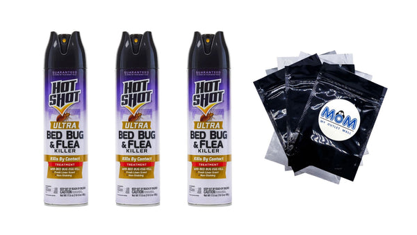 Ultra Bed Bug & Flea Killer Aerosol Formula - 3 packs - 17.5 oz per pack - plus 3 My Outlet Mall Resealable Storage Pouches