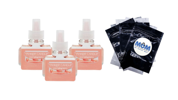 White Strawberry Bellini Scent Plug Refill - 3 packs - plus 3 My Outlet Mall Resealable Storage Pouches