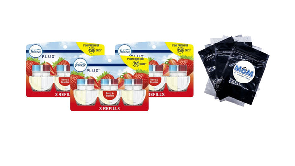 Plug In Air Freshener, Odor-Fighting Scented Oil Refill, Berry & Bramble, 3 Refills - 3 packs - plus 3 My Outlet Mall Resealable Storage Pouches