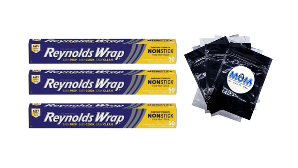 Wrap Non-Stick Aluminum Foil Roll, 12 inches Wide, 50 Sq. Ft. - 3 packs - plus 3 My Outlet Mall Resealable Storage Pouches