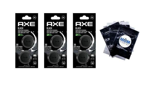 Mini Vent Clip Car Air Freshener Black Scent - 3 packs - 2 count per pack - plus 3 My Outlet Mall Resealable Storage Pouches