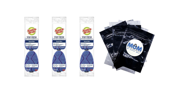 Stay Fresh Non-Scratch Dishwand Refills - 3 packs - 2 count per pack plus 3 My Outlet Mall Resealable Storage Pouches