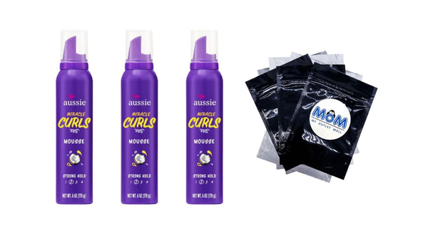 Miracle Curls Styling Mousse with Coconut & Jojoba Oil, for Curly Hair, Unisex - 3 packs - 6Fl oz per pack - plus 3 My Outlet Mall Resealable Storage Pouches