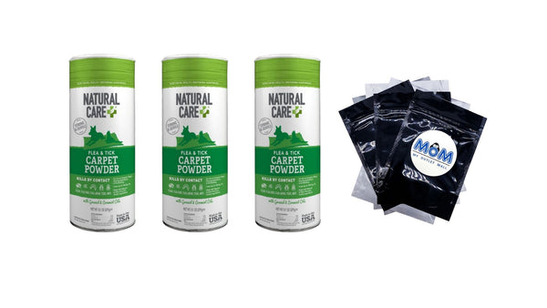 Flea and Tick Carpet Powder Canister - 3 packs - 8.1 oz per pack - plus 3 My Outlet Mall Resealable Storage Pouches