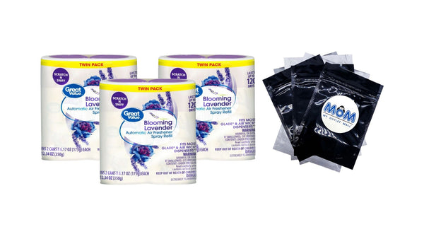 Automatic Air Freshener Spray Refill, Blooming Lavender, Twin Pack - 3 packs - plus 3 My Outlet Mall Resealable Storage Pouches