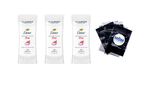 Aluminum Free Deodorants Stick for Women Dragon Fruit & Coconut Cream - 3 packs - 2.6 oz per pack - plus 3 My Outlet Mall Resealable Storage Pouches