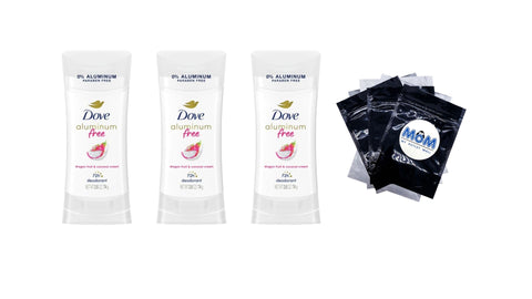 Aluminum Free Deodorants Stick for Women Dragon Fruit & Coconut Cream - 3 packs - 2.6 oz per pack - plus 3 My Outlet Mall Resealable Storage Pouches