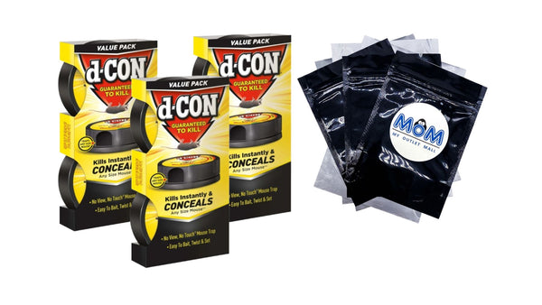 No View, No Touch Covered Mouse Trap - 3 packs - plus 3 My Outlet Mall Resealable Storage Pouches