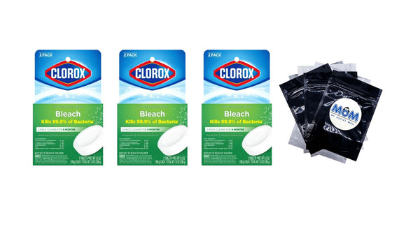 Bleach Automatic Toilet Bowl Cleaner Tablets - 3 packs - 2 Count - plus 3 My Outlet Mall Resealable Storage Pouches