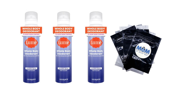 Whole Body Deodorant for Women, Spray Deodorant, Aluminum Free, Soft Powder - 3 packs - 3.6 oz per pack - plus 3 My Outlet Mall Resealable Storage Pouches