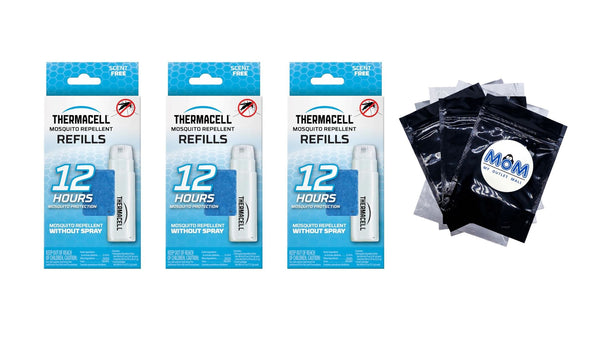 Mosquito Repellent Refill with 12-Hour Mosquito Protection - 3 packs - plus 3 My Outlet Mall Resealable Storage Pouches