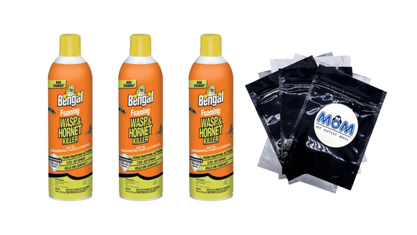 Foaming Wasp & Hornet Killer, Aerosol Can - 3 packs - 16 oz per pack - plus 3 My Outlet Mall Resealable Storage Pouches
