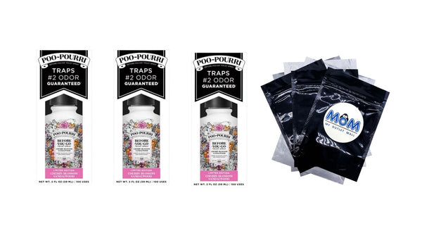Before-You-Go Toilet Spray, Cherry Blossom Sandalwood - 3 packs - 2 oz per pack - plus 3 My Outlet Mall Resealable Storage Pouches
