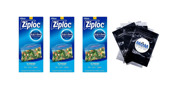 Freezer Half Gallon Storage Bags, Grip 'n Seal Technology - 3 packs - 40 Count per pack - plus 3 My Outlet Mall Resealable Storage Pouches