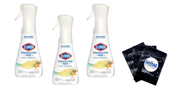 Disinfectant Mist, Multi-Surface Spray, Lemongrass Mandarin - 3 packs - 16 oz spray per pack - plus 3 My Outlet Mall Resealable Storage Pouches