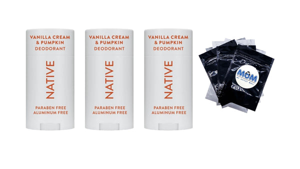 Aluminum-Free Vanilla Cream & Pumpkin Deodorant for Women and Men - 3 packs - 2.65 oz per pack - plus 3 My Outlet Mall Resealable Storage Pouches