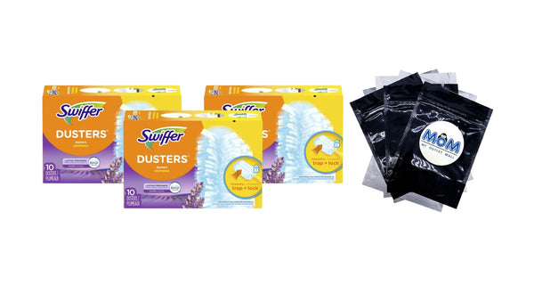 Dusters Refill for Cleaning, Feather & Microfiber Duster Alternative, Lavender - 3 packs - 10 count per pack plus 3 My Outlet Mall Resealable Storage Pouches