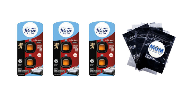 Auto Car Air Freshener, Odor-Fighting Car Vent Clip, Old Spice Swagger, 2 Count - 3 packs - plus 3 My Outlet Mall Resealable Storage Pouches