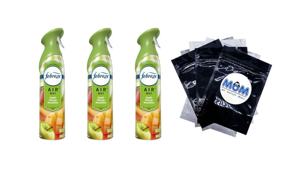 Air Freshener Spray, Odor-Fighting Room Spray, Apple Mango Sunshine - 3 packs - 8.8 oz per pack - plus 3 My Outlet Mall Resealable Storage Pouches