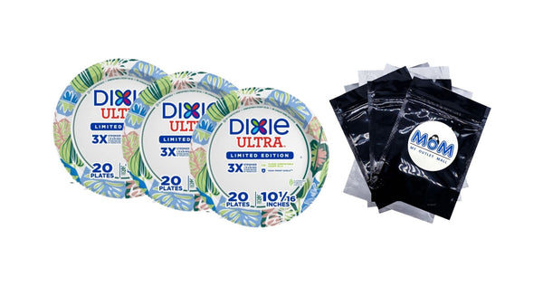 Ultra Summer Design Disposable Paper Plates, 10", Multi-Color - 3 packs - 20 Count per pack - plus 3 My Outlet Mall Resealable Storage Pouches