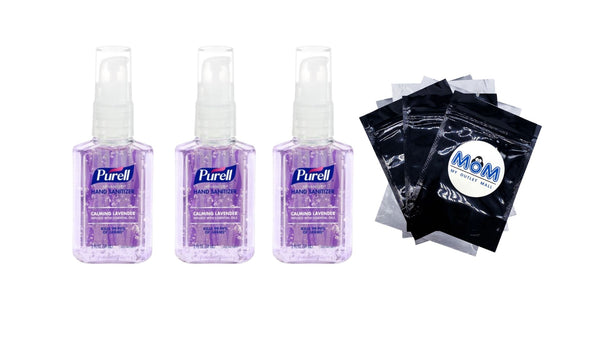 Advanced Hand Sanitizer Calming Lavender Gel, Infused w/ Essential Oils, Pump Bottle (Adult) - 3 packs - 2oz per pack - plus 3 My Outlet Mall Resealable Storage Pouches