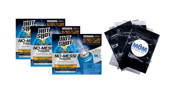 No Mess! Fogger with Odor Neutralizer, Kills Carpenter Ants, Spiders, Fleas and More - 3 packs - 3 Count - plus 3 My Outlet Mall Resealable Storage Pouches