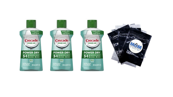 Platinum Power Dry Dishwasher Rinse Aid - 3 packs - 8.45 fl oz per pack - plus 3 My Outlet Mall Resealable Storage Pouches